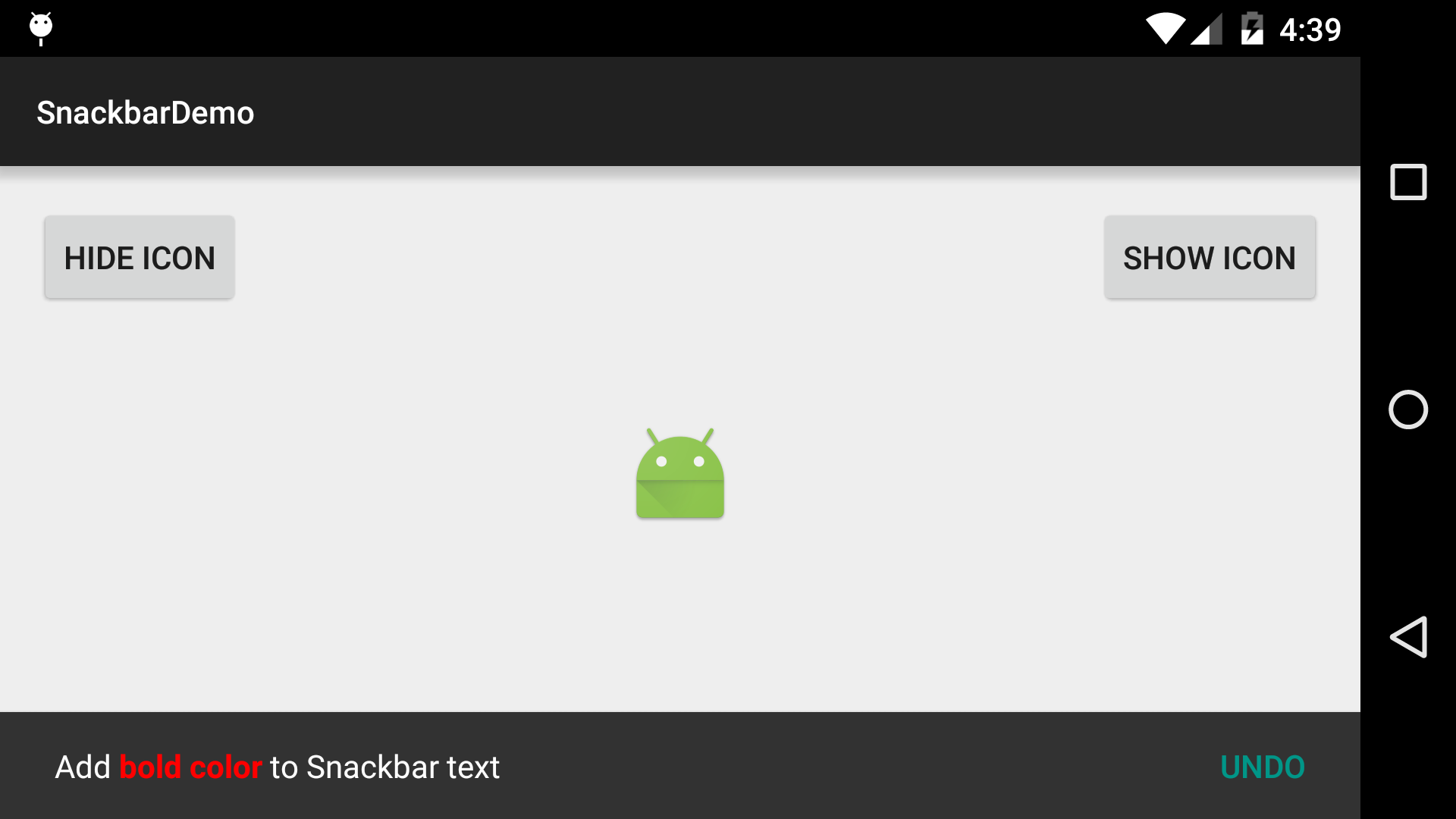 android - How do you implement the snackbar that has the button at the  bottom? - Stack Overflow